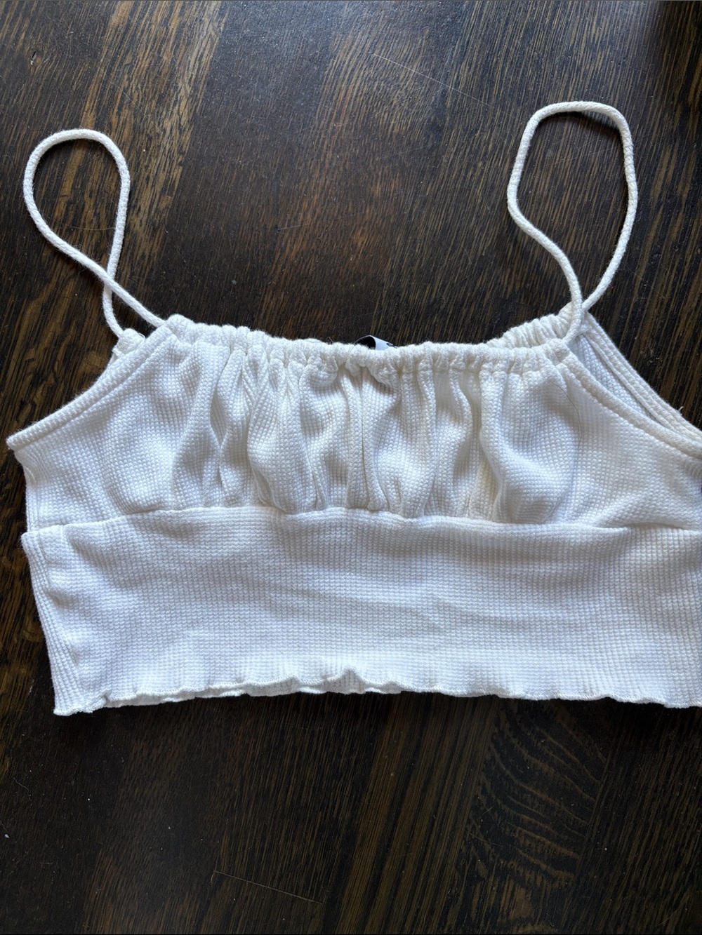 Princess Polly Ivory Ribbed Drawstring Crop Cami - Picture 3 of 4